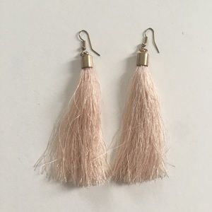 Boho Tassle Drop Earrings with Fringe Pale Pink